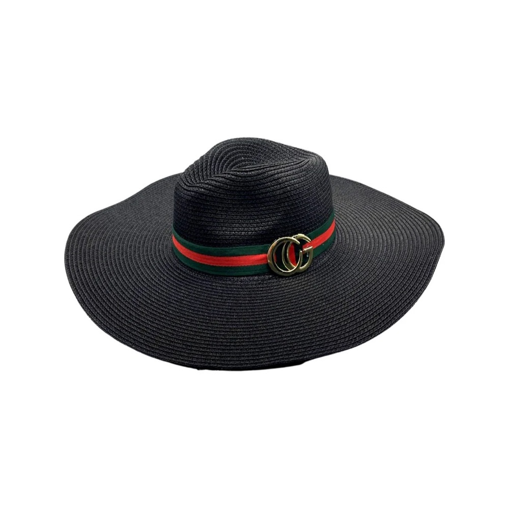 Elegant Wide-Brim Hat with Gold Accent